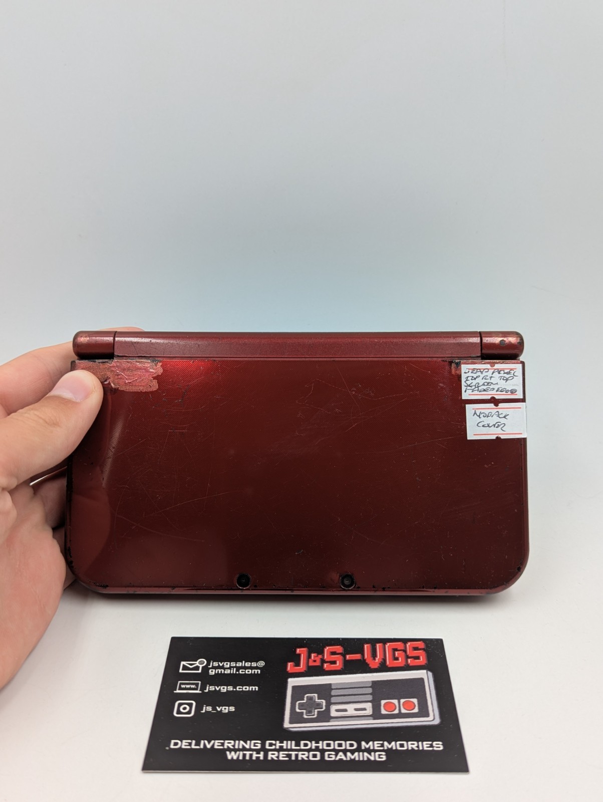 Nintendo New 3DS XL Red No Back Cover AS IS Parts Repair