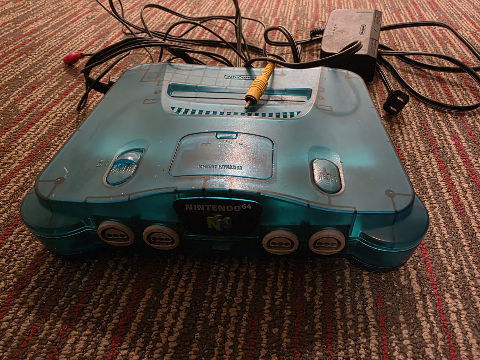 Nintendo 64 Ice Blue Console system N64 W/ Expansion Pack And adapter cable