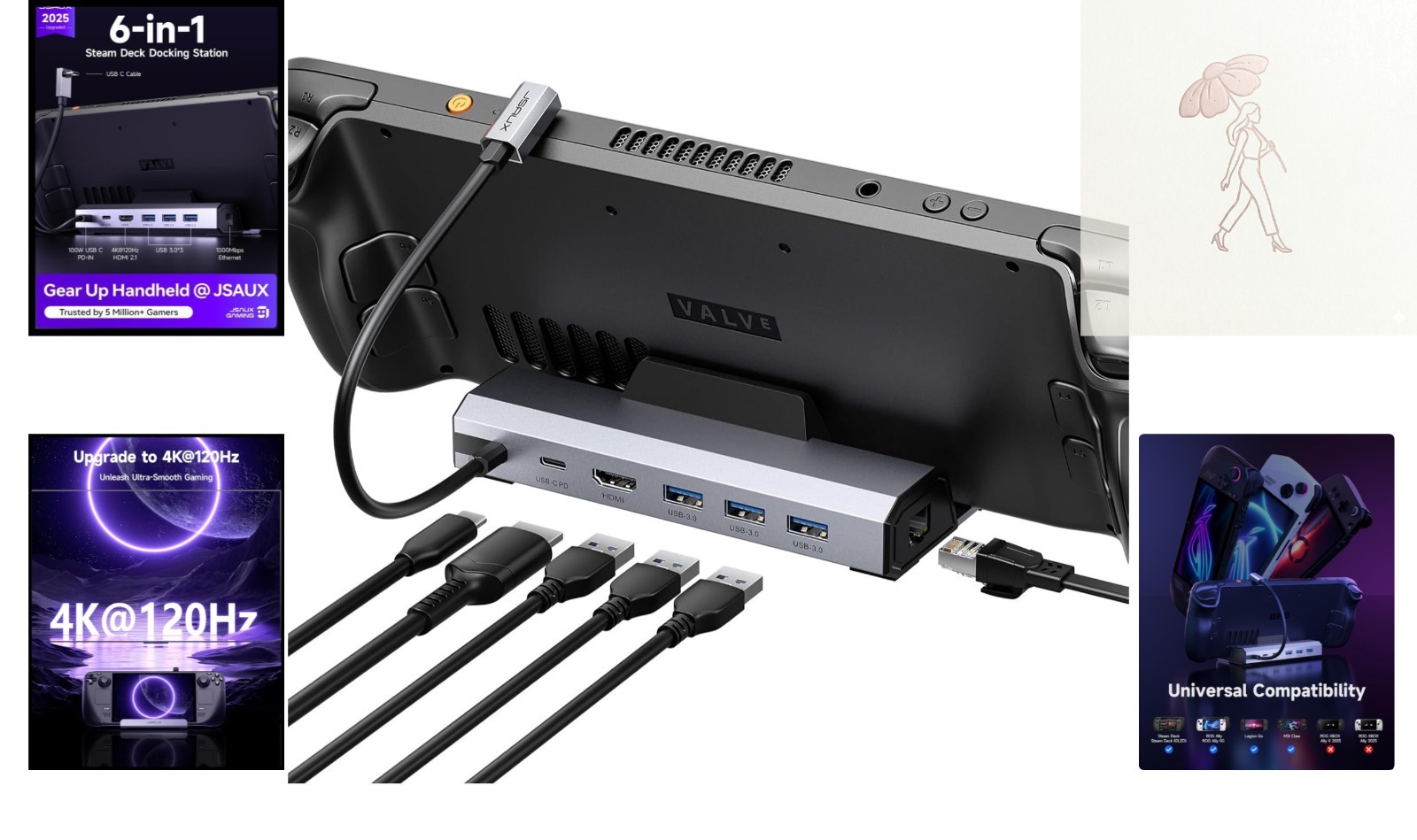 4K@120Hz Docking Station with USB 3.0 & Gigabit Ethernet for Gamers