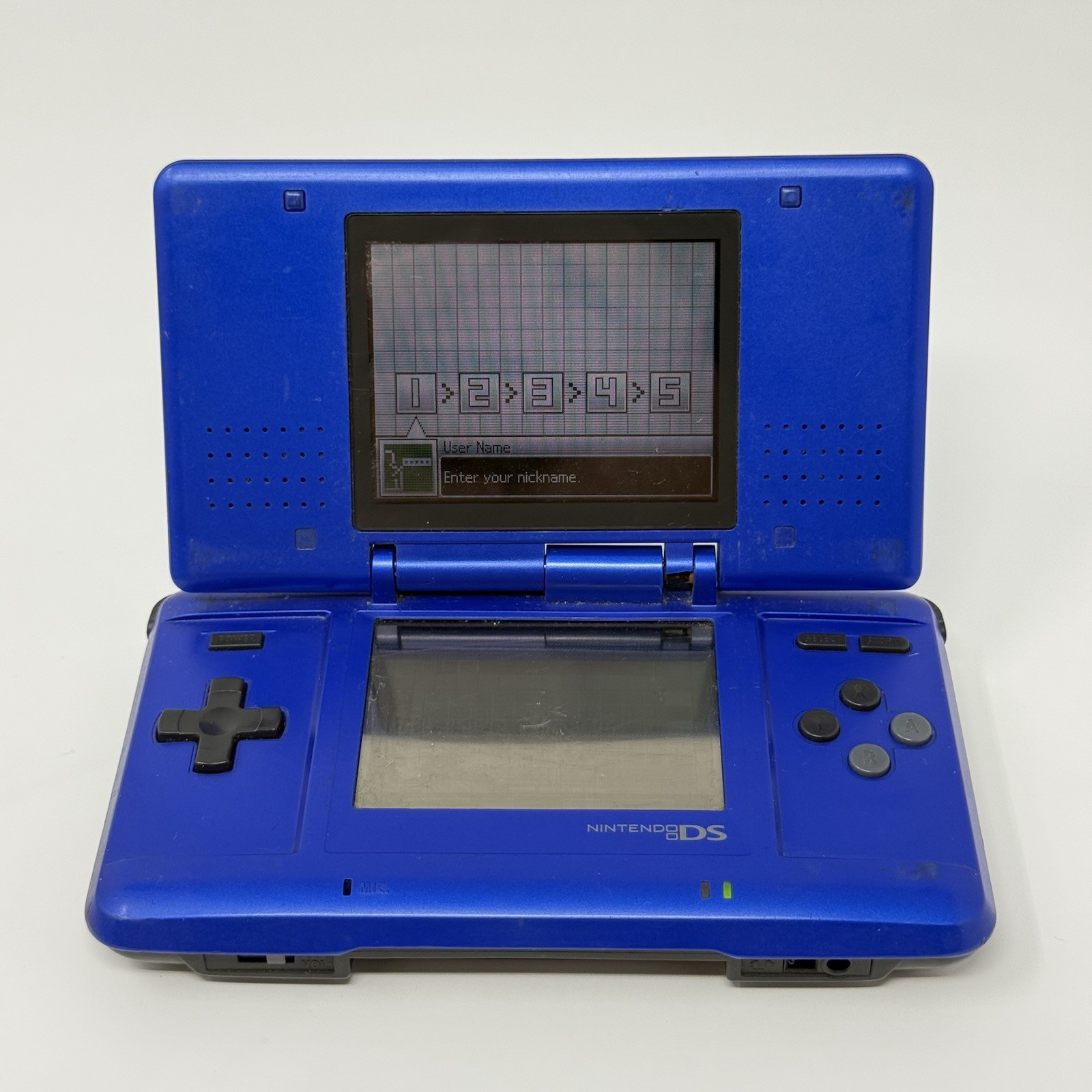 Nintendo DS NTR-001 Blue Console No Charger Stylus Broken Hinge Tested