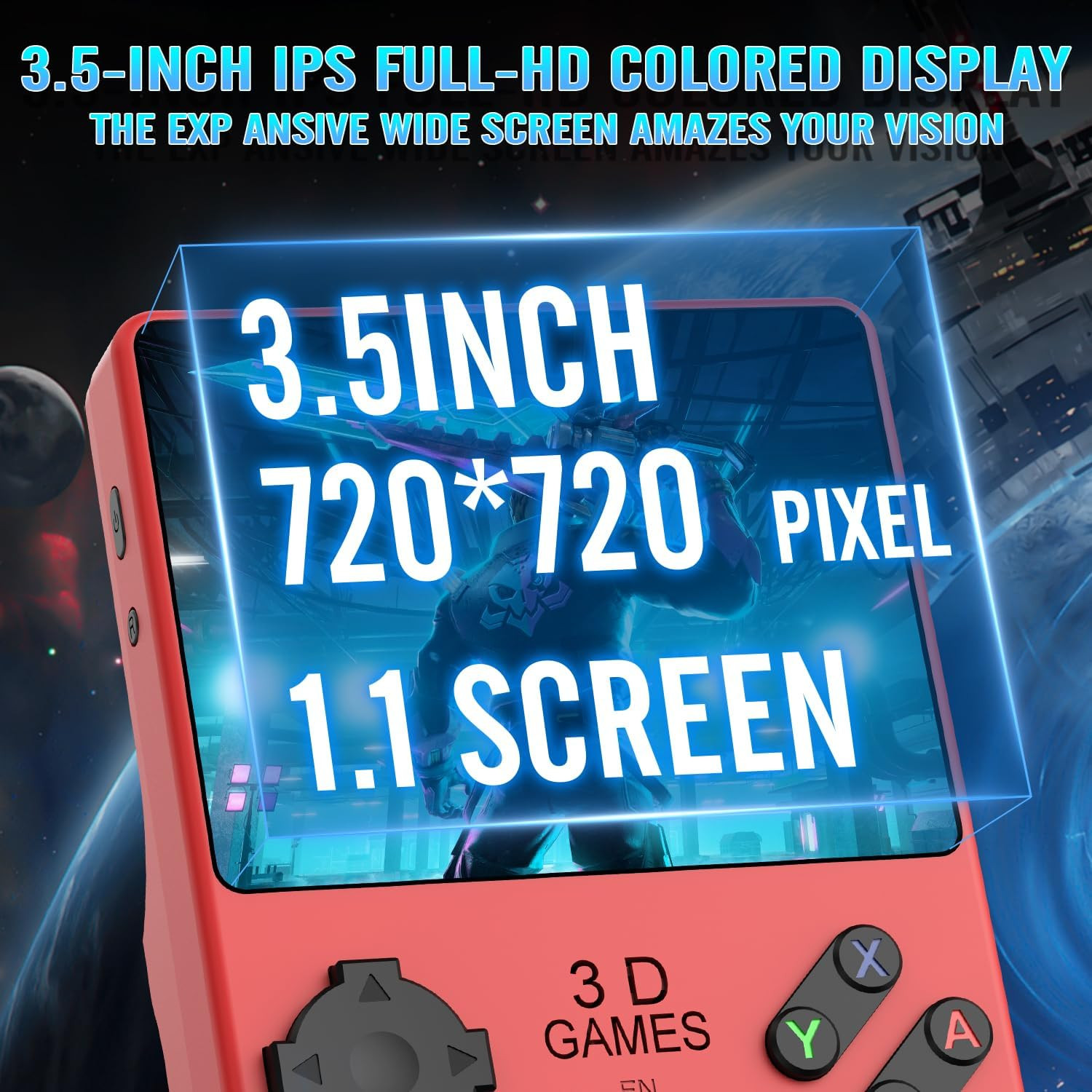 Hugawello R40 PRO Handheld Console, 35,000 Games, 3.5″ IPS, 256GB, Red