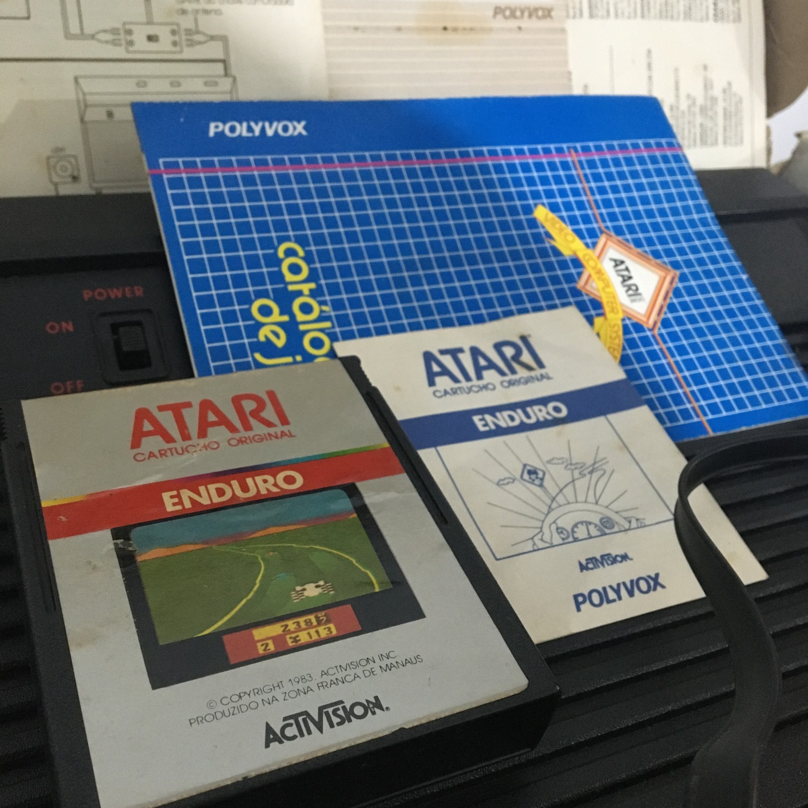 ATARI 2600 POLYVOX BRAZIL CONSOLE CIB + 8 AUTHENTIC GAMES MATCHING SERIAL NUMBER