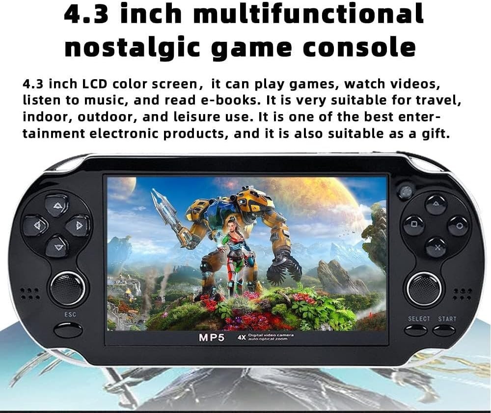 Portable 4.3-Inch Game Console with Double Joystick & Built-in 2200 Games