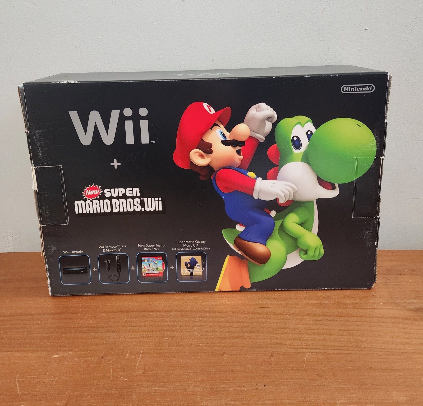 Black Nintendo Wii Box & Insert ONLY Super Mario Bros Version W/Manual RARE