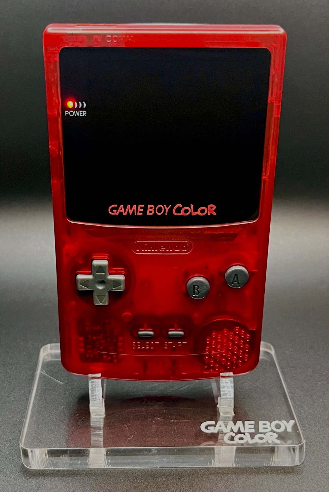 GameBoy Color OLED Screen Mod + USB‑C Rechargeable 1500mAh – Clear Red