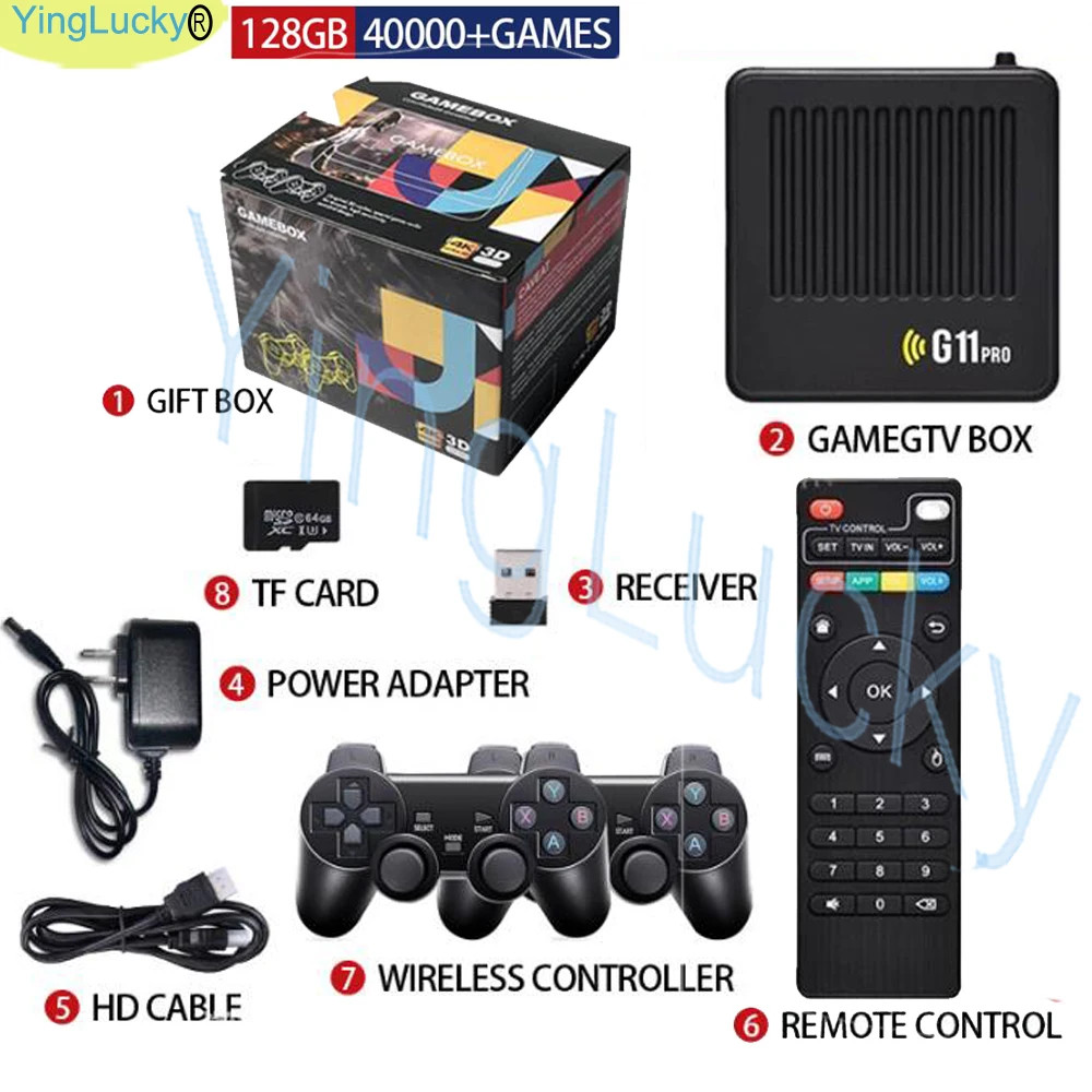 Arcade Emuelec Console G11 Pro Game Box TV 256G in 60000+ Retro Games 4K HD Vide
