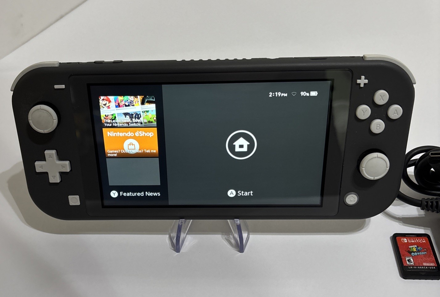 Nintendo Switch Lite HDH-001 Gray Console Charger Super Mario Odyssey Extras See