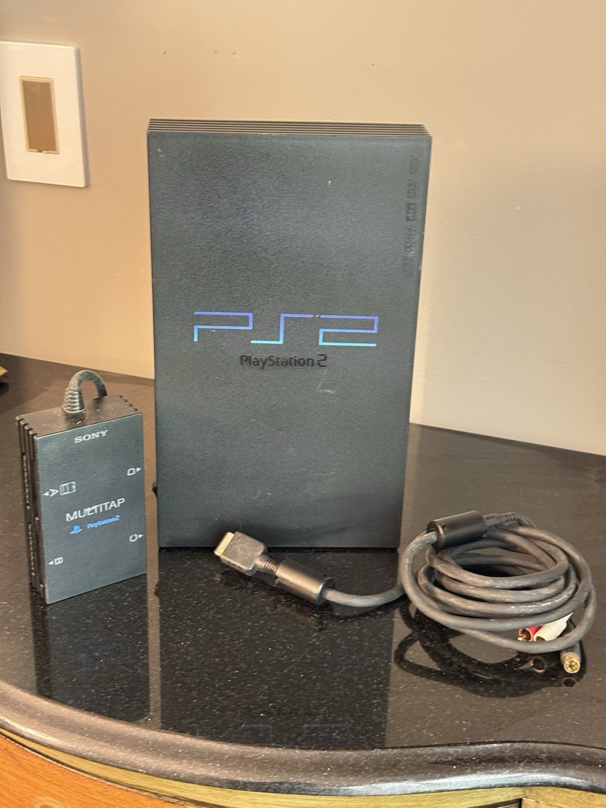 Sony PlayStation 2 Console w. MULTITAP, Power, A/V (tested/working)