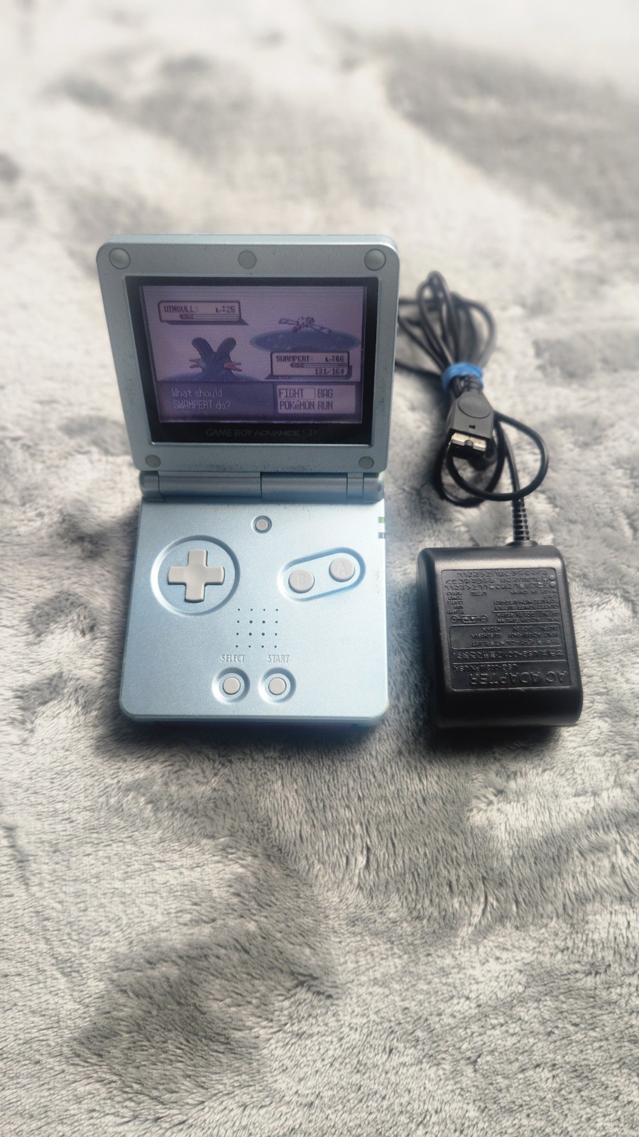 Nintendo Gamboy Advance SP Silver With Pokemon Red Version Charger .