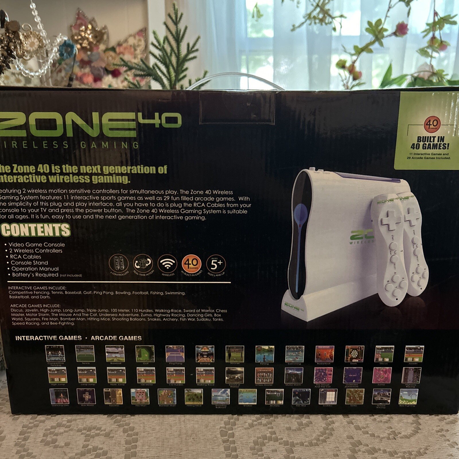 ZONE 40 WIRELESS GAMING Console With 2 Wireless Controllers 40 Plus Games