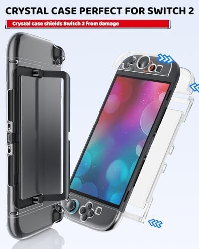 Nintendo Switch 2 Accessories Bundle – Hard Shell Case, Screen Protectors, Grips