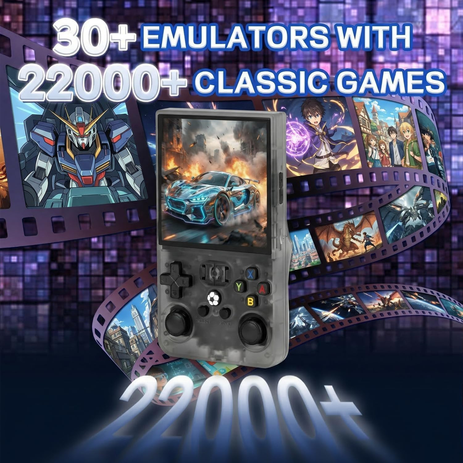 R36MAX Handheld Retro Game Console,4.0″ IPS 720X720 HD Screen,128Gb with 30,000+