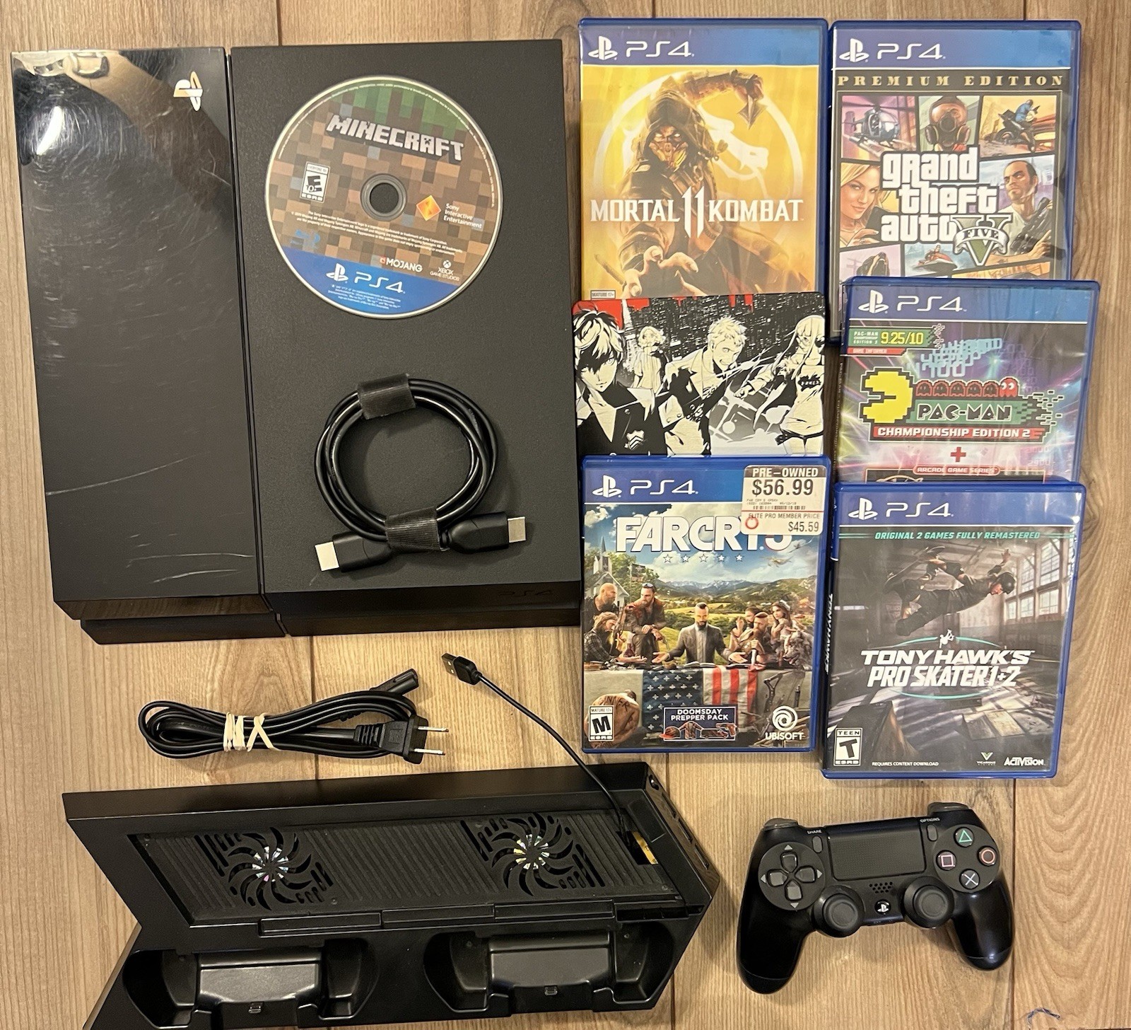 Sony PlayStation 4 PS4 Console Bundle CUH-1001A 500GB 8 Games Controller Tested
