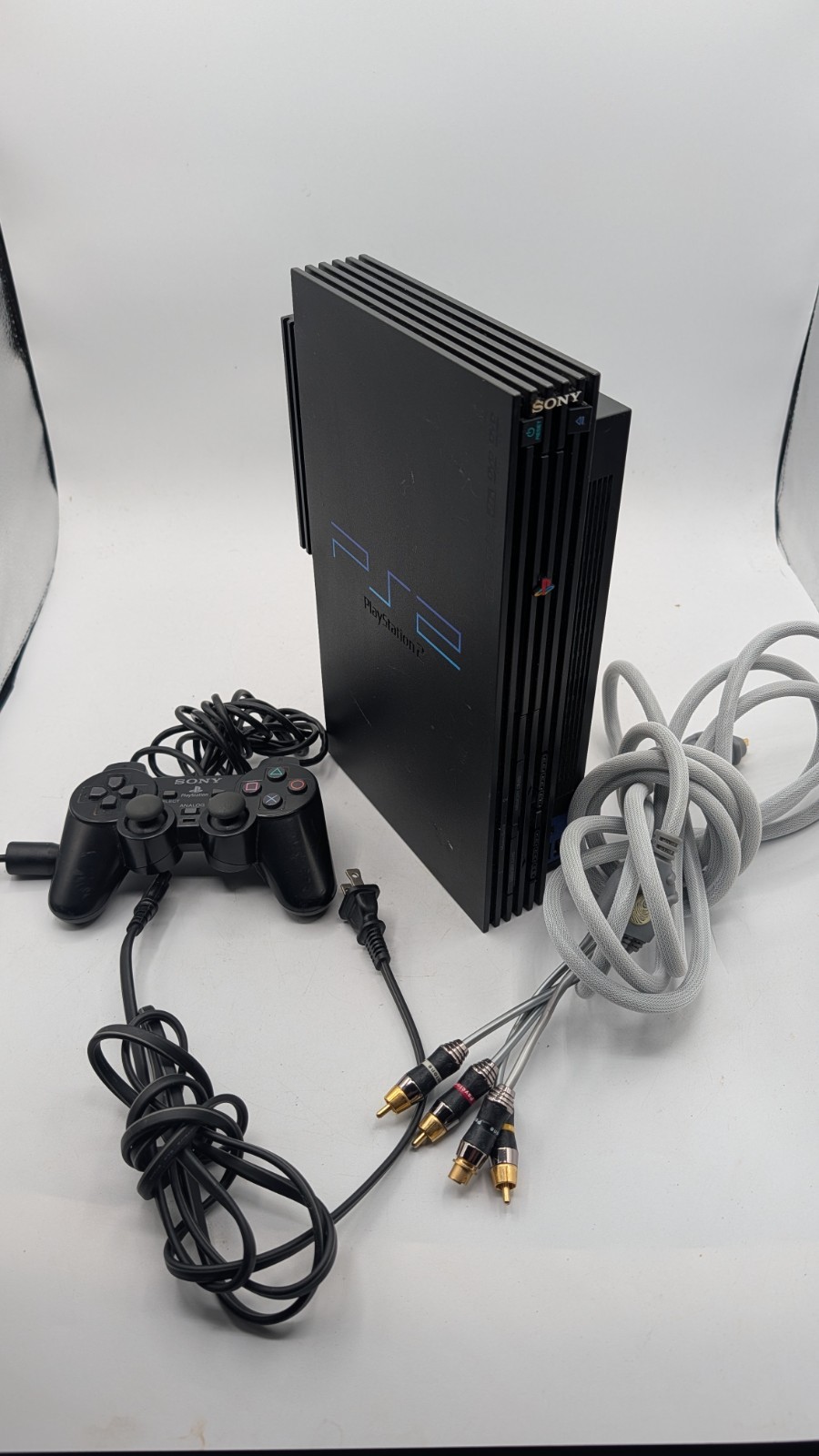 Sony PlayStation 2 PS2 Fat Console with OEM HDD AND Cords + Controller Tested!