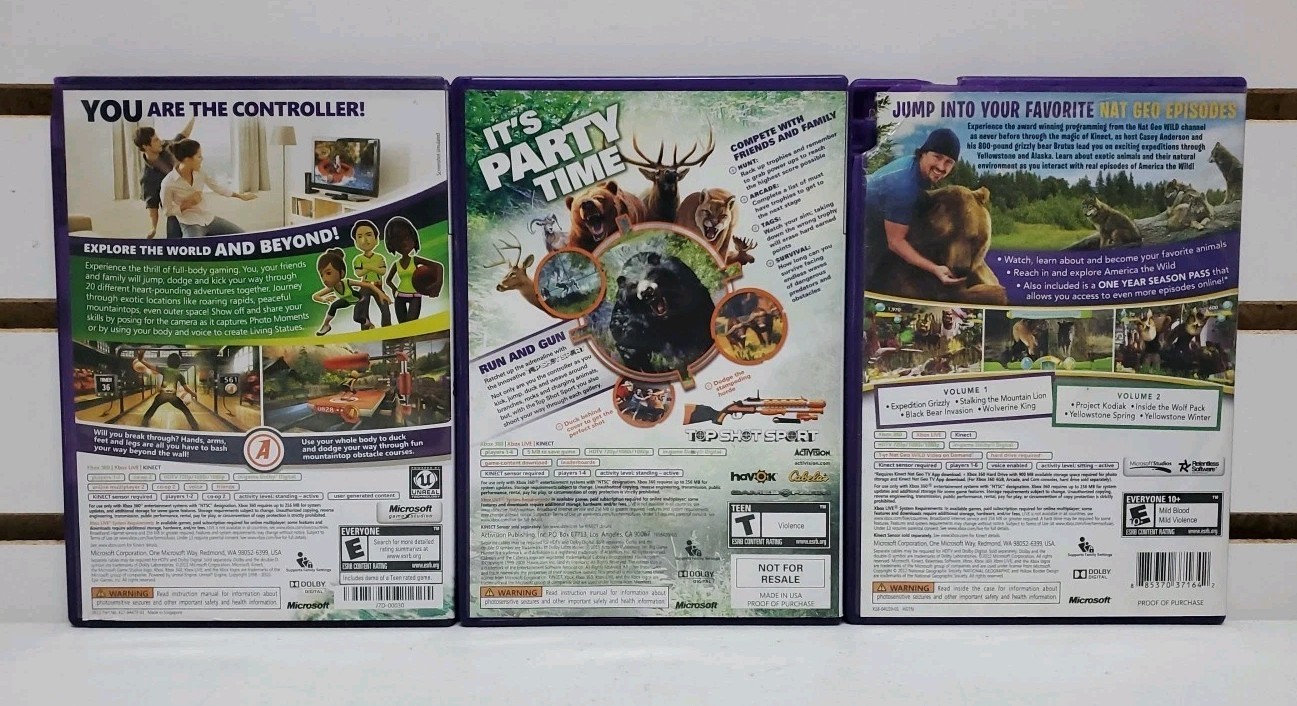 Xbox 360 Kinect Sensor Bar Bundle w/Games – Tested & Works – Lot #14 *READ*