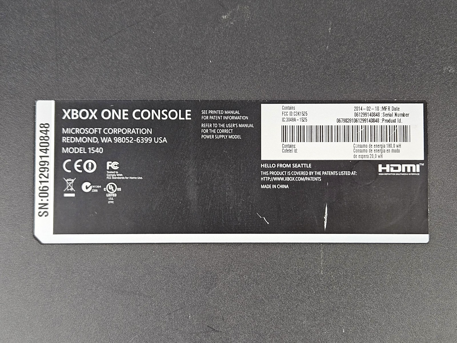 Microsoft Xbox One 1540 500GB Console Only w/HDMI Cable & Power Cord – Tested
