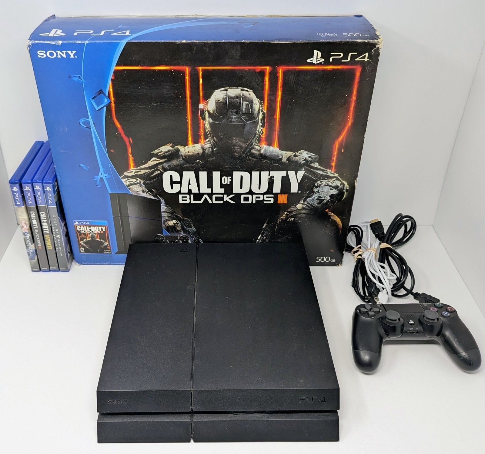 PlayStation 4 PS4 Call of Duty Black Ops III Jet Black Console w Box & 4 Games!