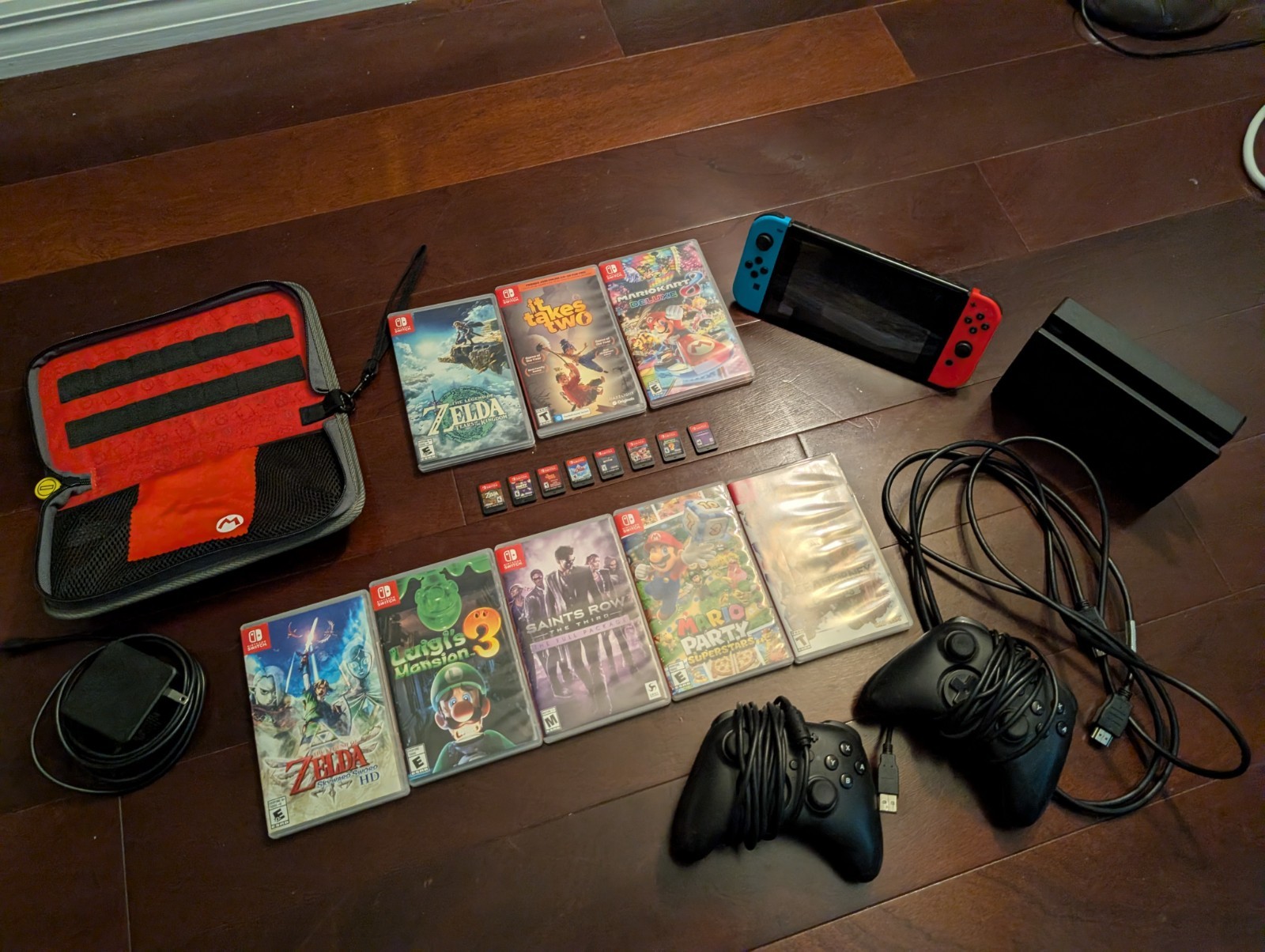 Nintendo Switch Bundle: Controllers, Case, Dock, Games and 64GB microSD card