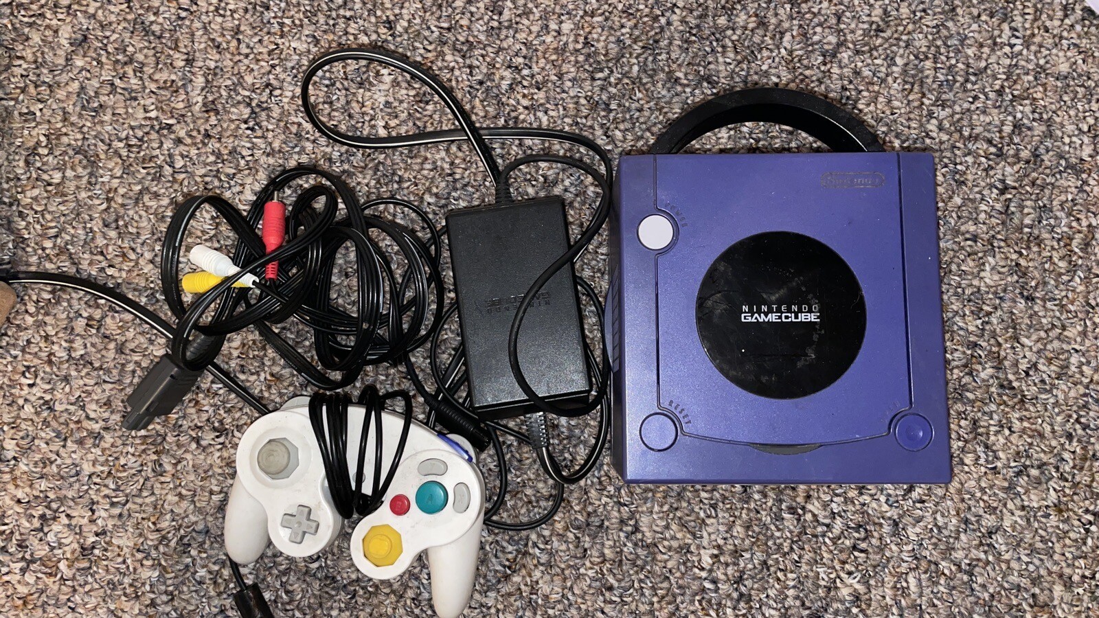 Nintendo GameCube Console DOL-001 Indigo Purple With Controller & Cords / Works