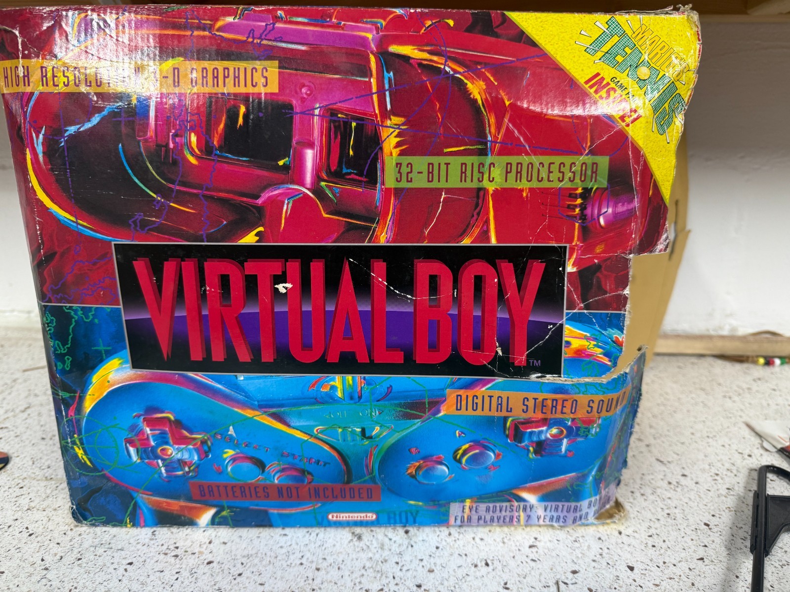 Nintendo Virtual Boy Console Stand Controller Red, with battery pack, box, games