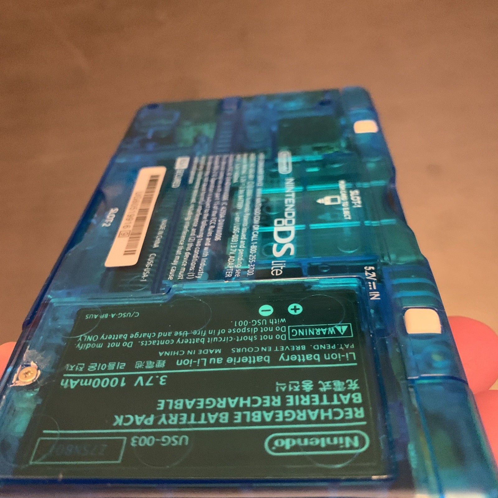 Nintendo DS Lite Handheld Console Custom Transparent Clear Blue (Tested Working)