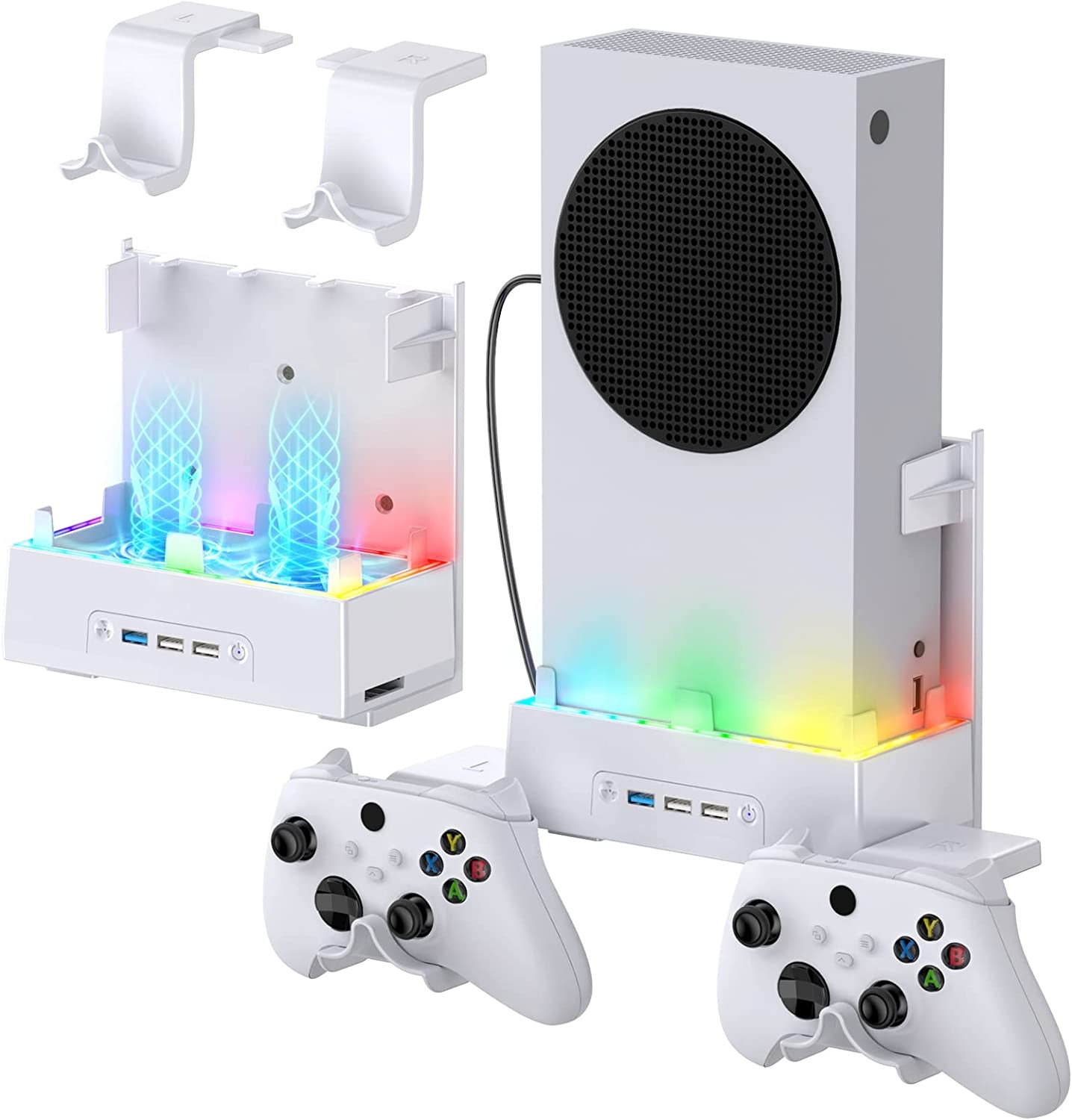 For Xbox Series S Controlle Wall Mount Holder Bracket with Dual Cooling Fan
