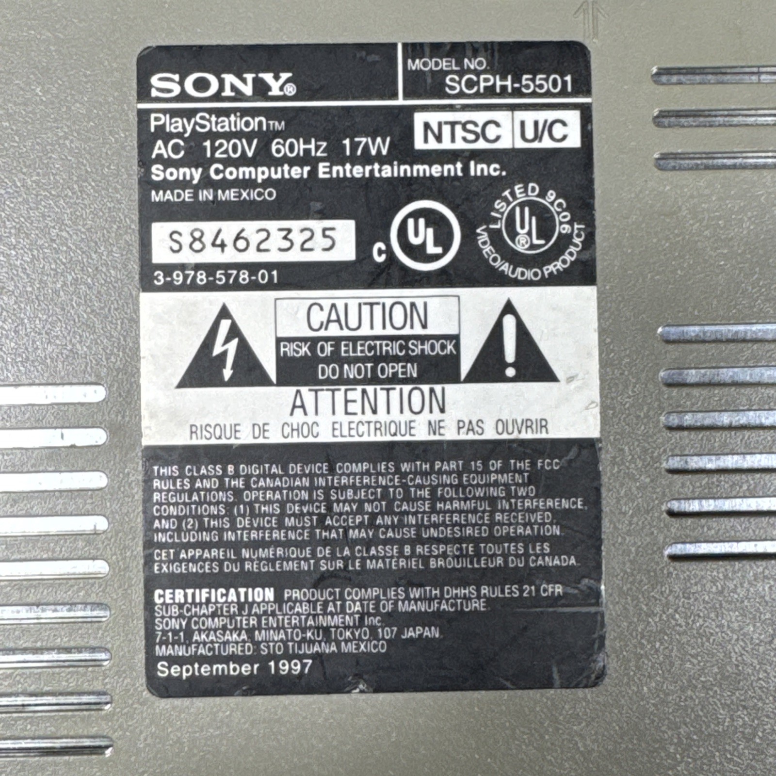 Sony PlayStation 1 PS1 Console (SCPH-5501) w/ OEM AV & Power Cable Tested