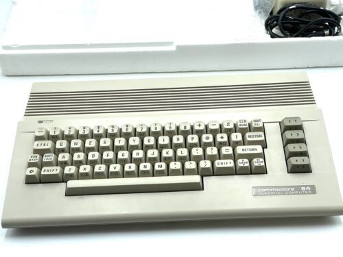 1986# CBM COMMODORE 64 KEYBOARD + DATASSETTE+ BOX+ KEYBOARD COVER #