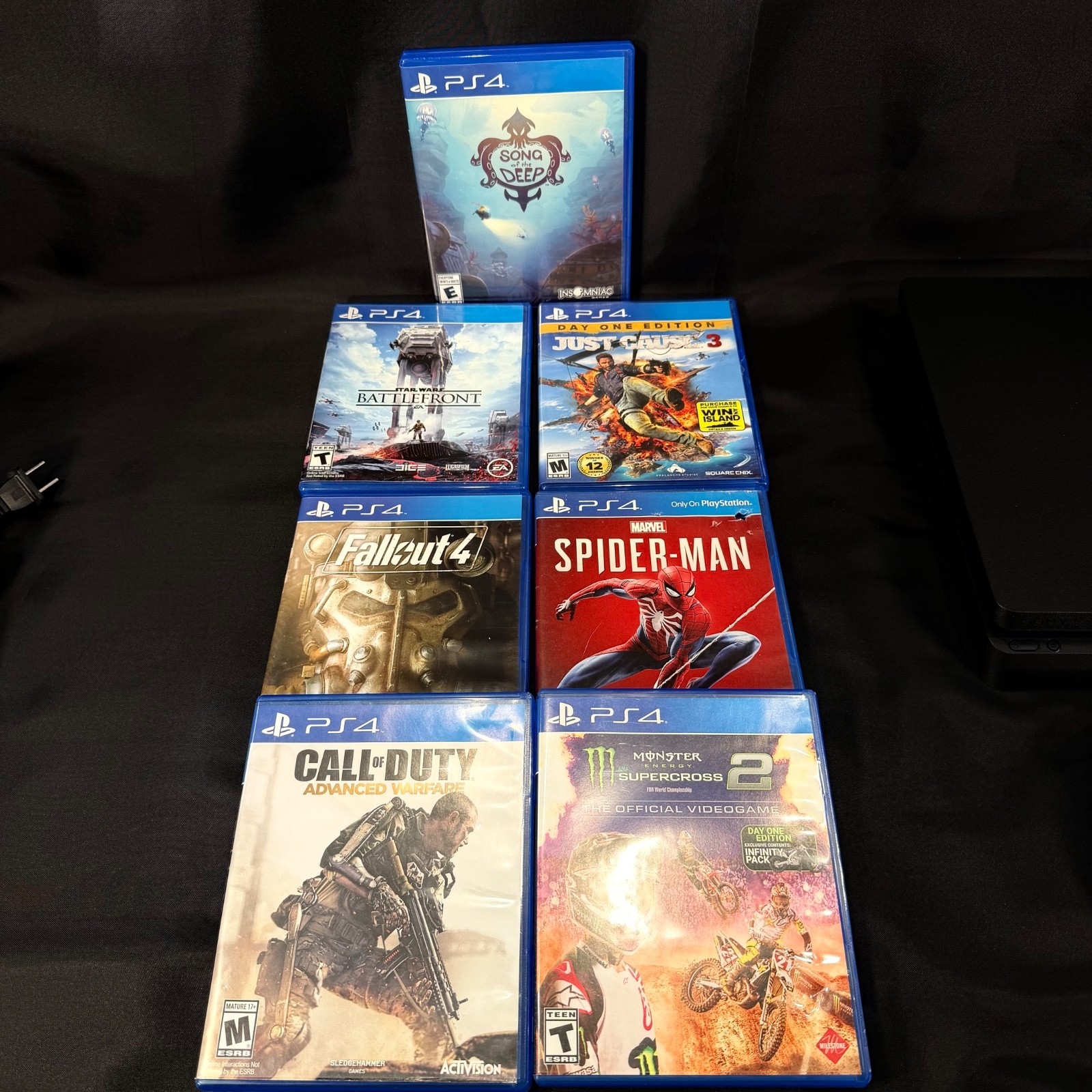 Sony PS4 Slim Black 500GB Console Bundle CUH-2015A w/Controller & 7 Games Tested