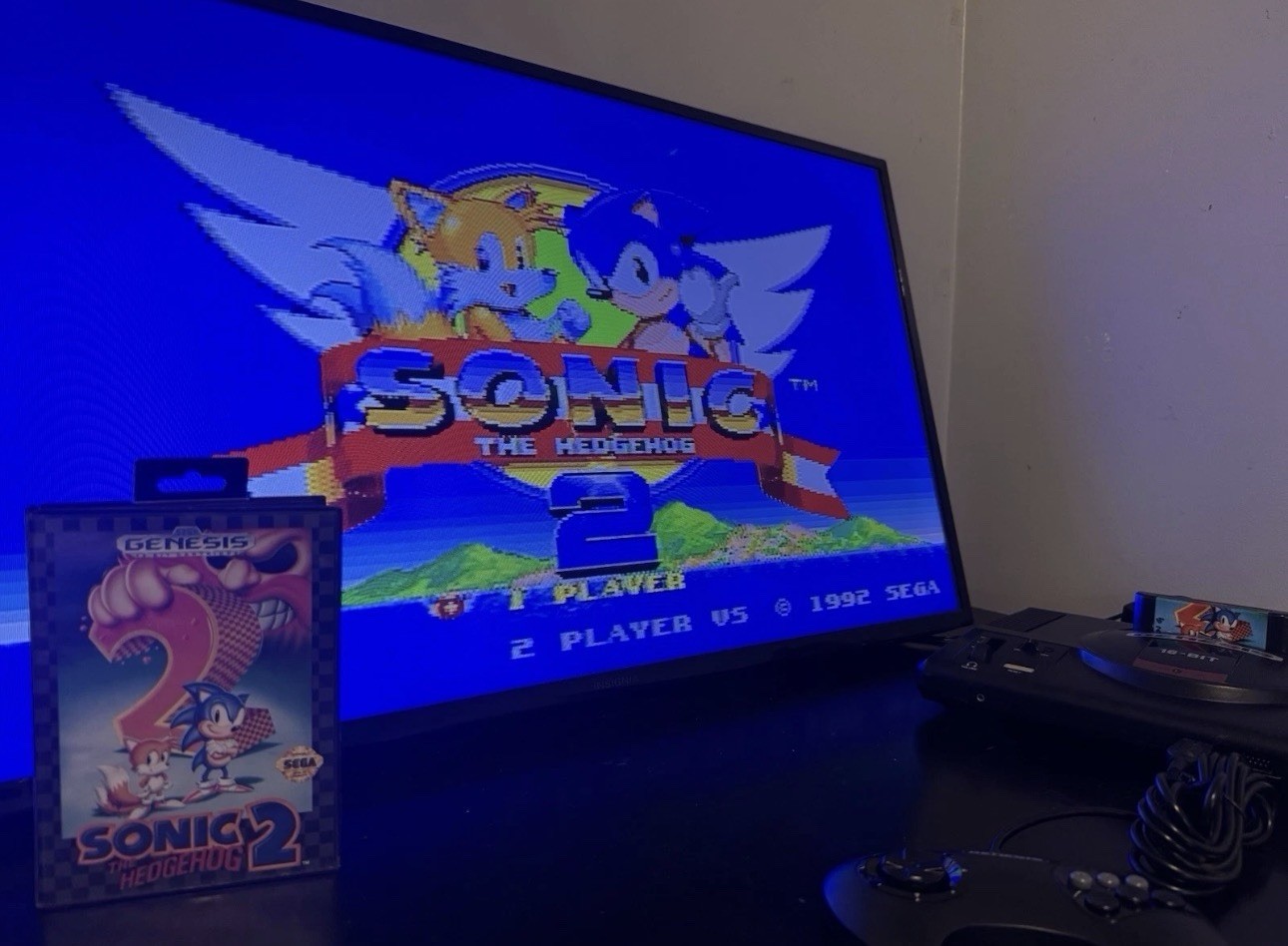Sega Genesis 16- Bit Model Bundle w/Controller + 2 Sonic Games – Tested