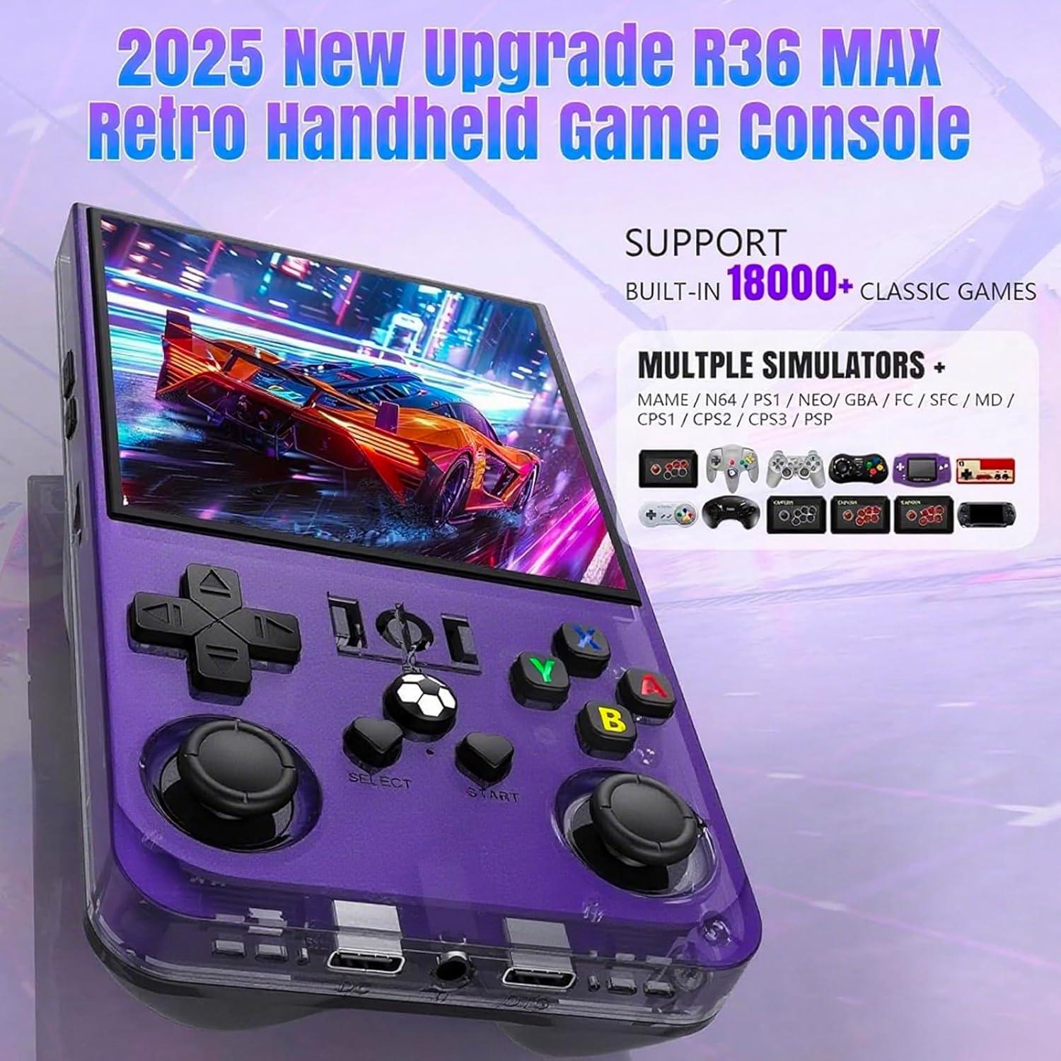 R36MAX Retro Handheld Game Console,Retro Gaming Console with 18000+ Games 128GB