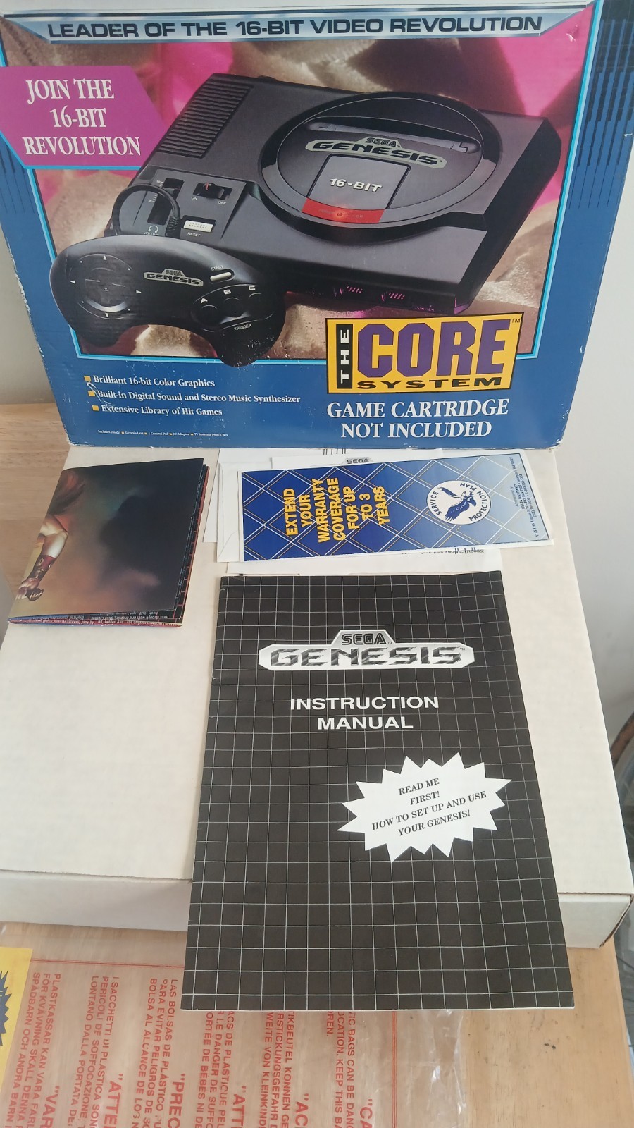 Sega Genesis Plus Paperwork instructions Manuals, 2 controllers & Console 🔥
