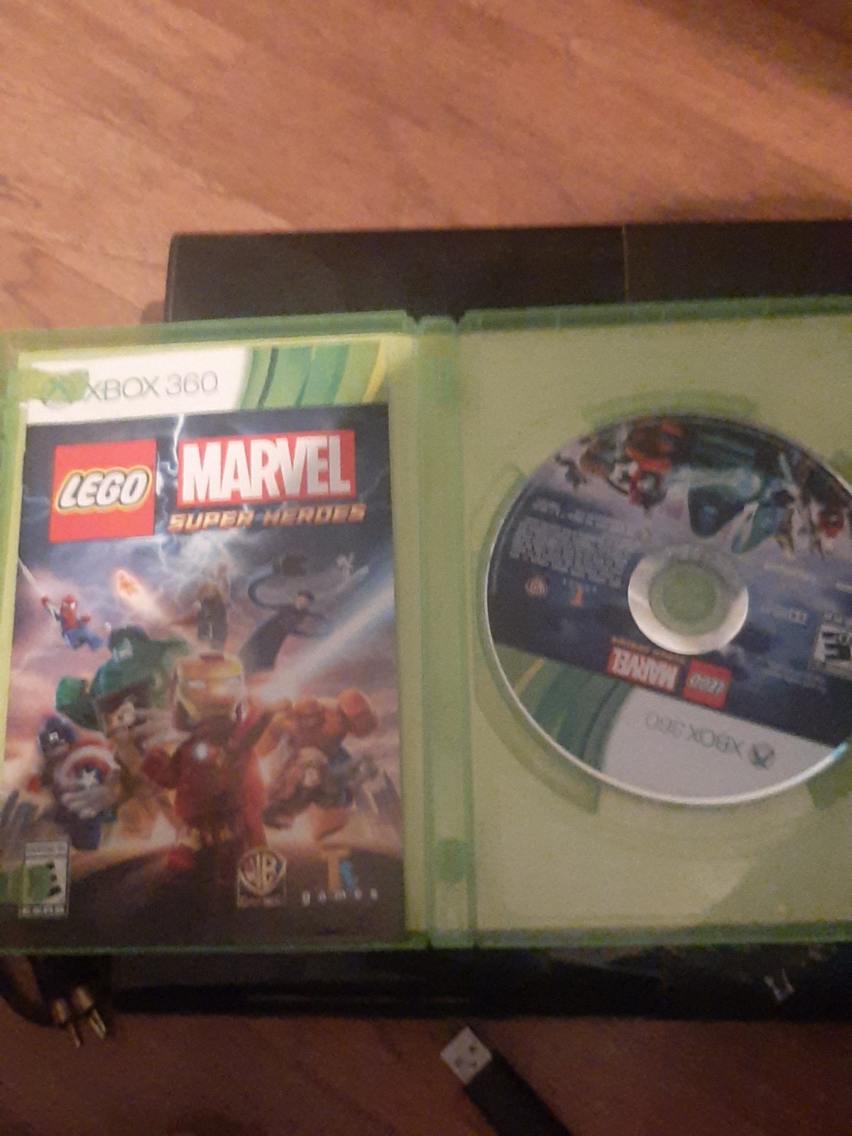 Microsoft Xbox 360 E Console W/Cords + Green Wireless Controller, 2 Games.