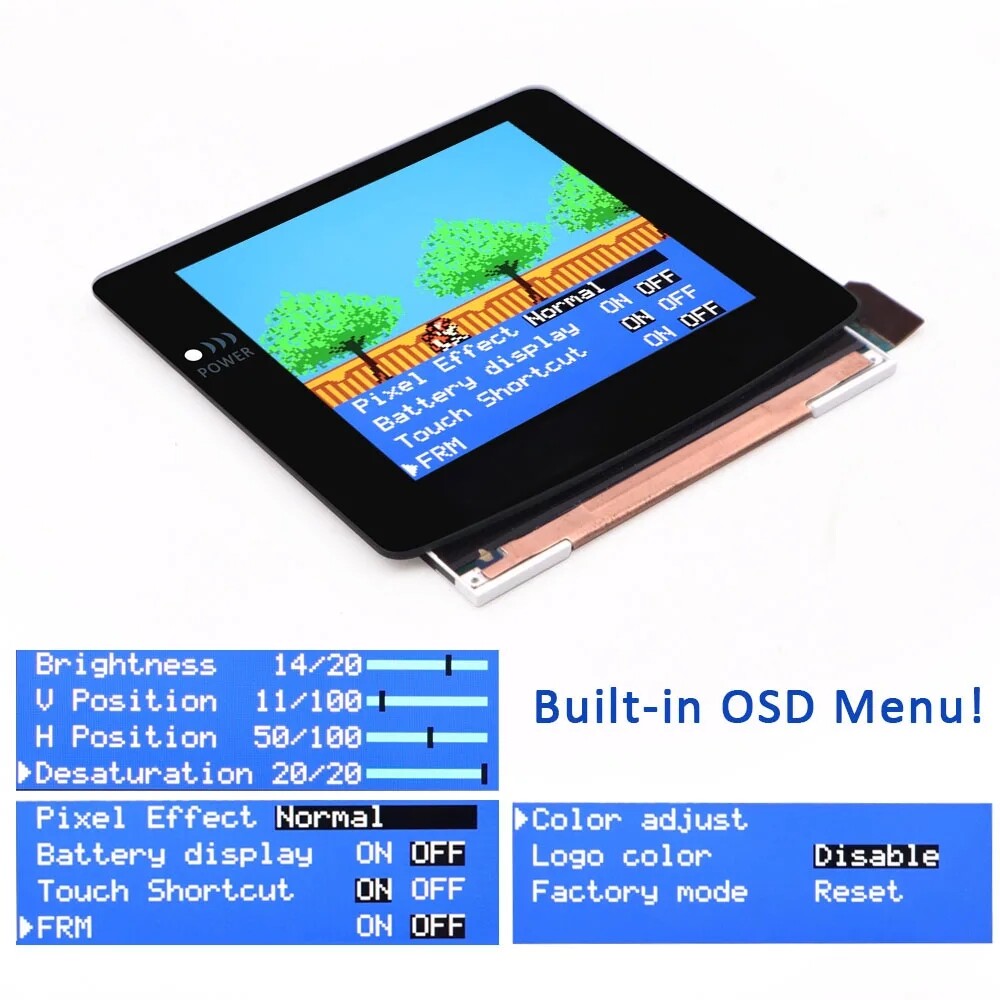 Game Boy Color Q5 IPS Upgrade Kit Laminated with OSD Desaturation Gameboy GBC