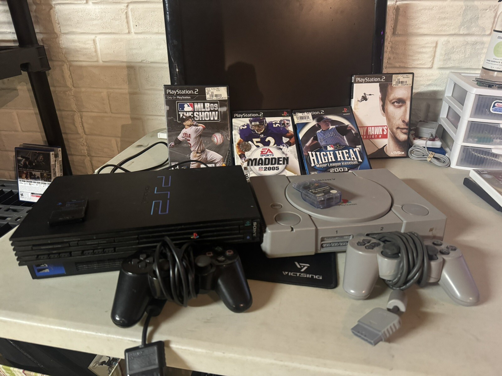Sony PlayStation 1 And 2 Console Bundle-TESTED AND WORK-4 Games Included