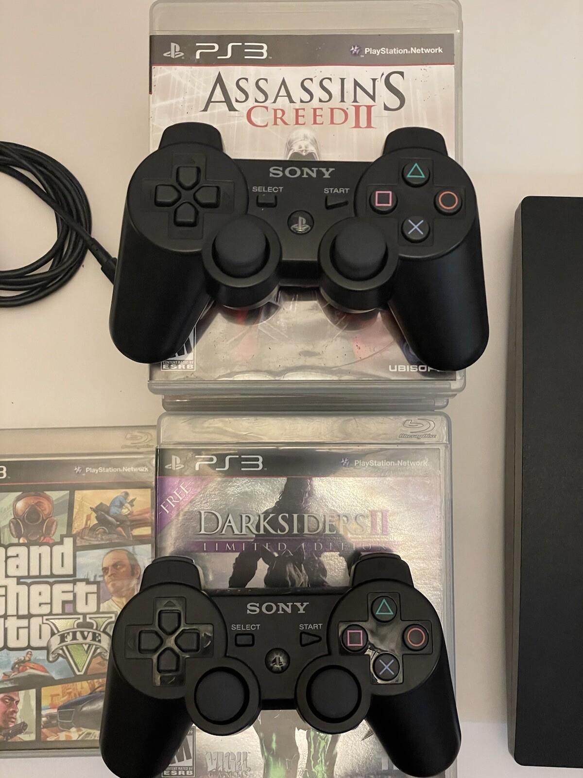 Sony PlayStation 3 Console PS3 Slim Great Condition 150GB Bundle W 2 Controllers