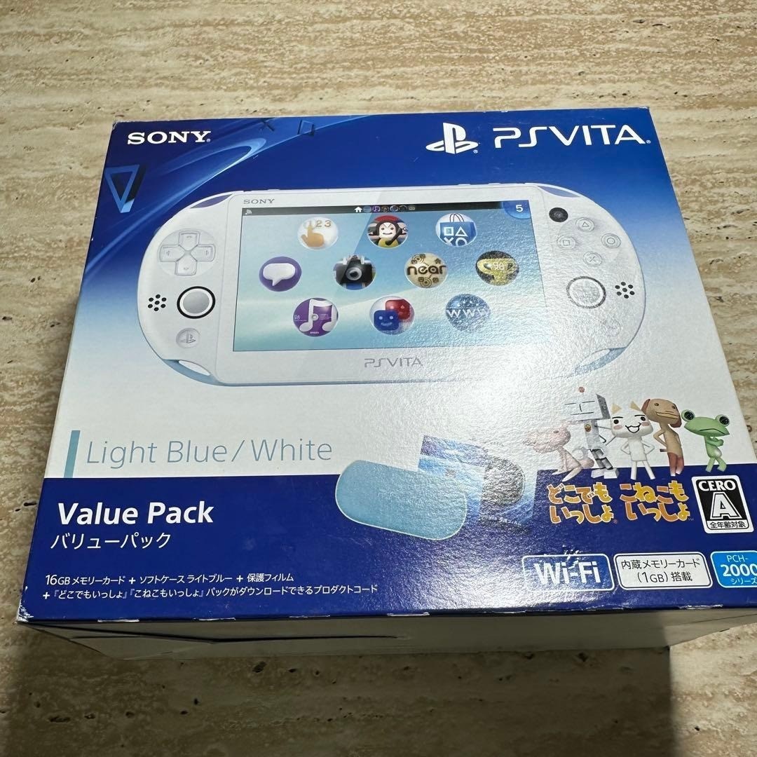 PS Vita 2000 Value Pack Light Blue White Complete Excellent Japan 6650