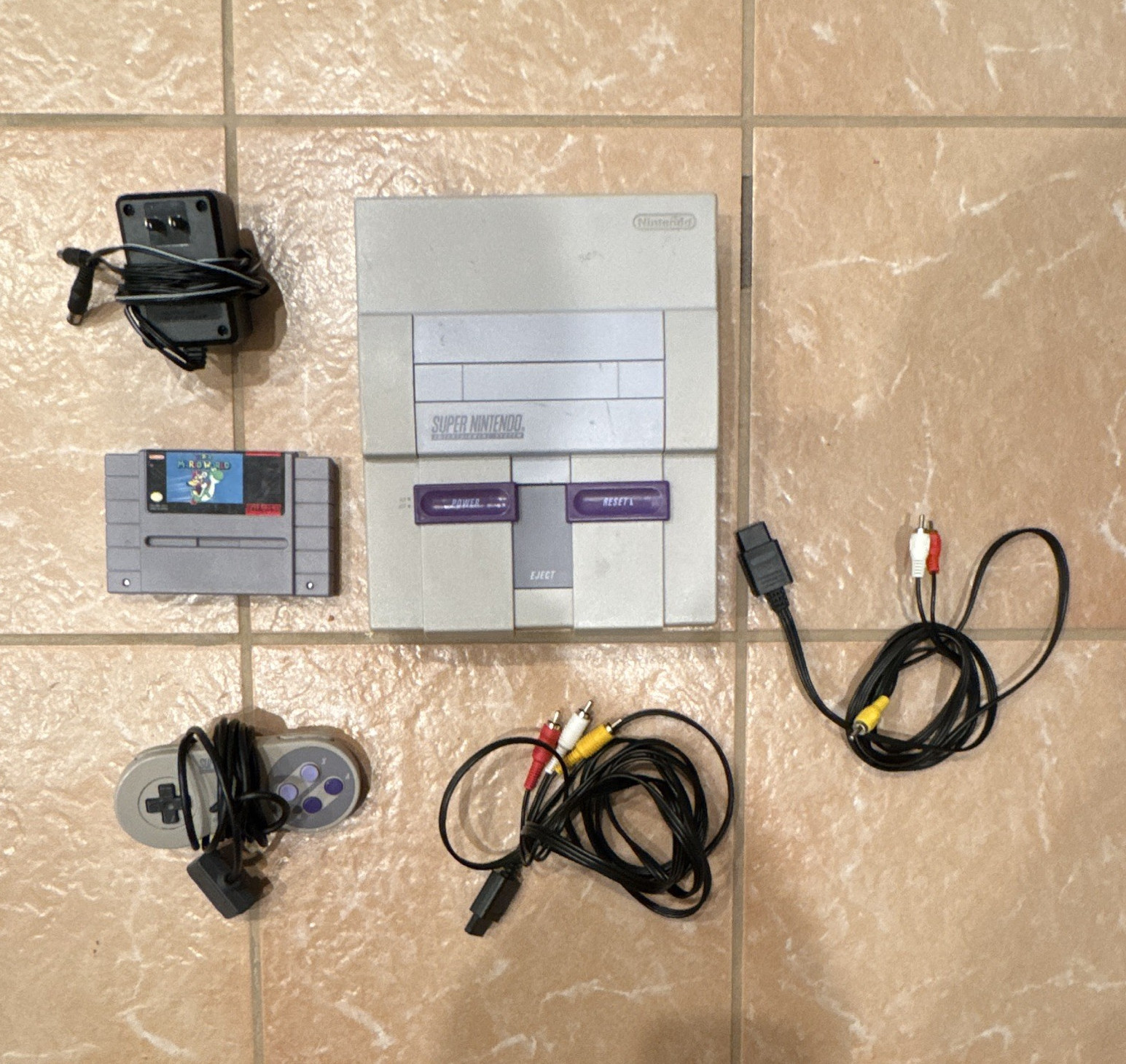 Nintendo Super SNES Console Bundle w/ Controller, AV, Super Mario, Power Supply