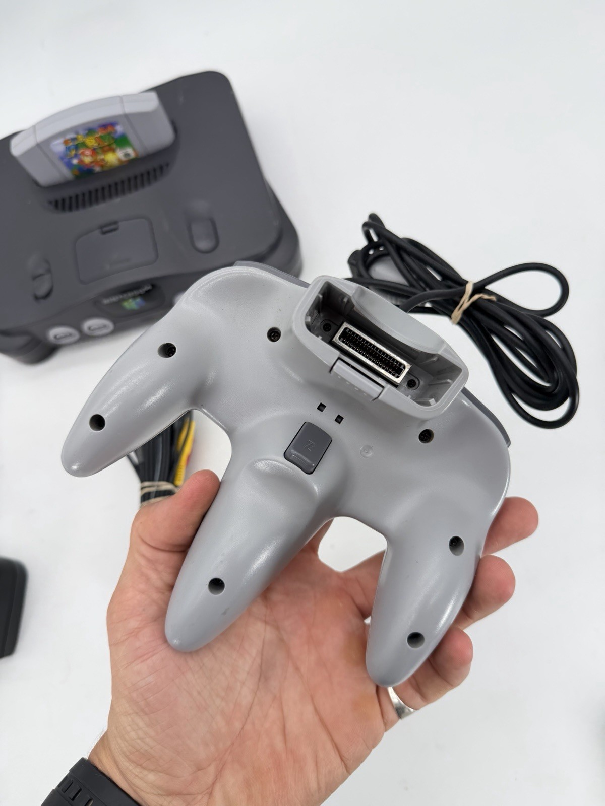 Nintendo N64 Black Console OEM Bundle W/ Super Mario 64 Tight Controller Tested