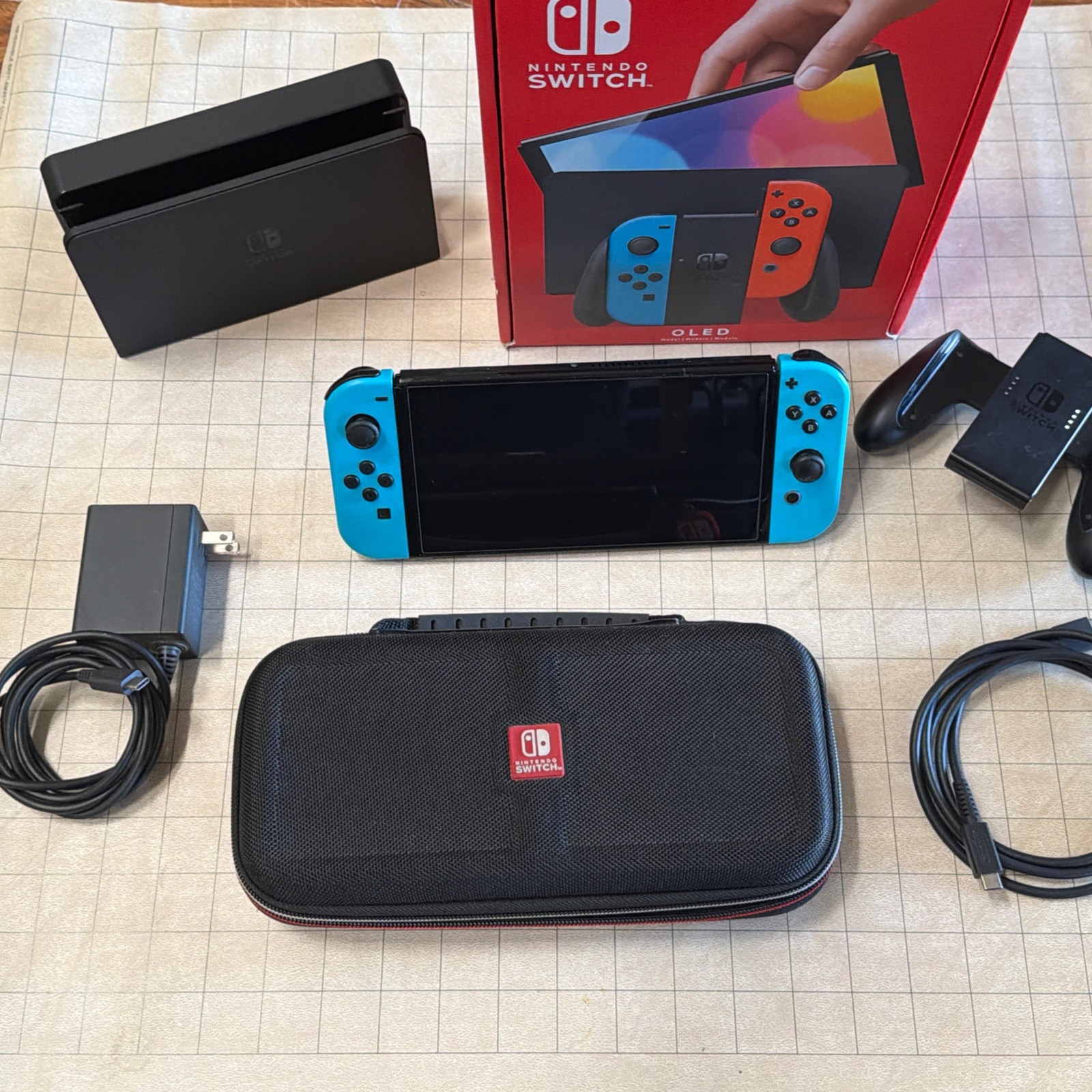 Nintendo Switch OLED Model HEG-001 Handheld Console – 64GB – Black/Neon Red/Neon