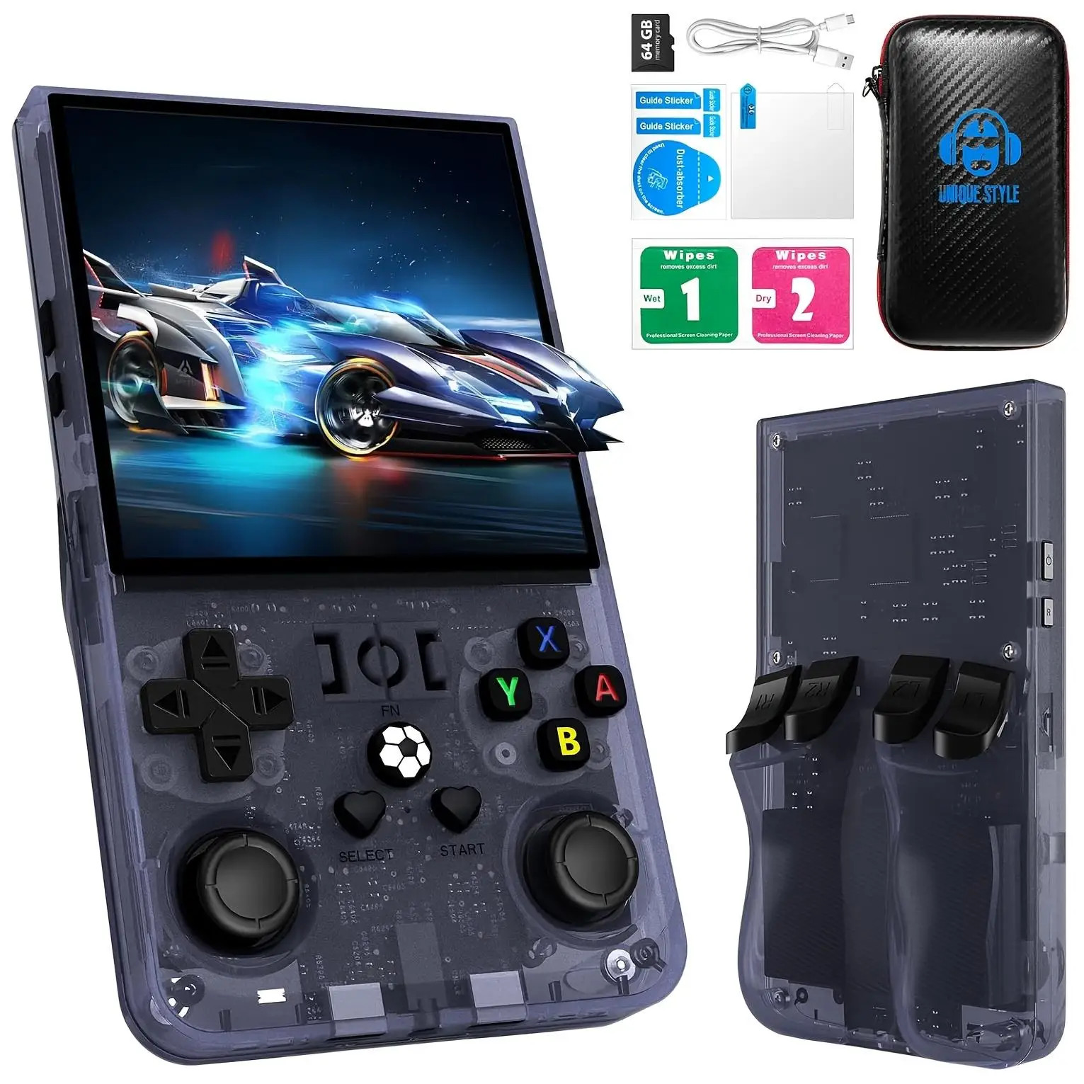 R36MAX Retro Handheld Game Console with 64G Built-In 18000+ Classic Games, Porta