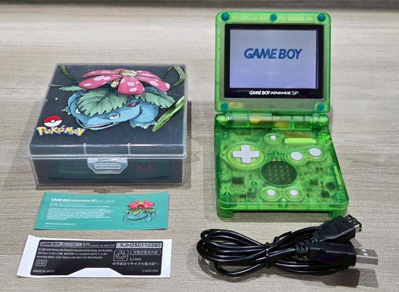 Nintendo Gameboy Advance SP Venusaur Pokémon Reshell Glass Screen & New Battery*