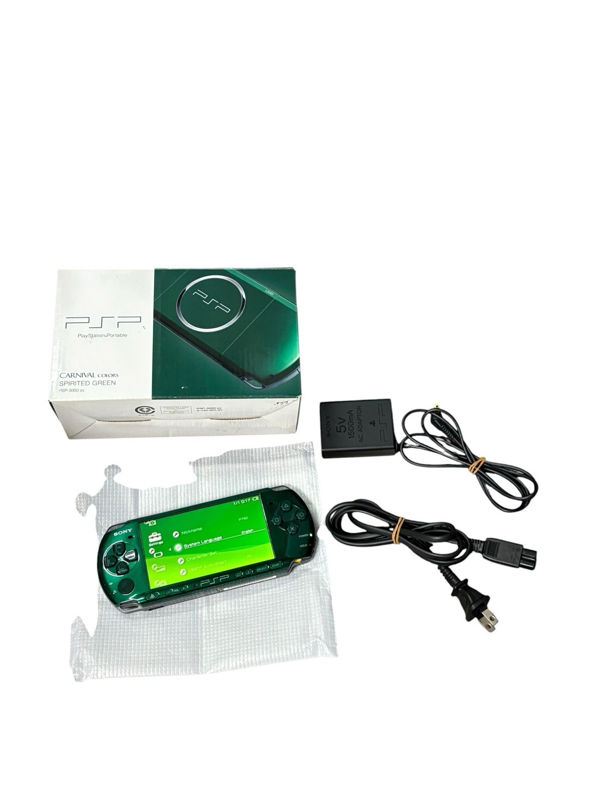 PSP 3000 Spirited Green Console Boxed Complete Tested Working