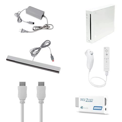 Nintendo Wii Console Bundle – White with HDMI Converter and Cable