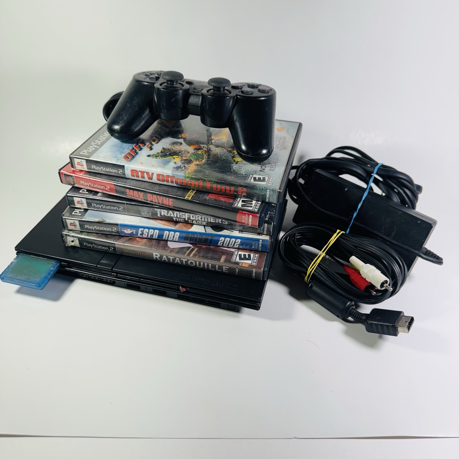 Sony PlayStation 2 Slim PS2 Console Bundle 1 Controllers 5 Games 77001