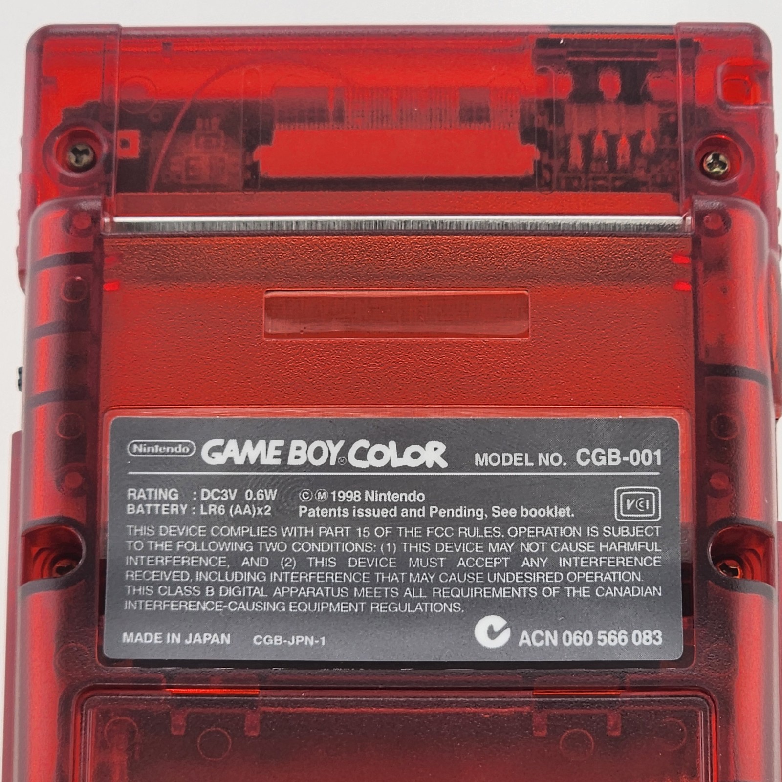 Gameboy Color, OLED Touch Screen w/Laminated Lens, Clear Red Shell Game Boy GBC