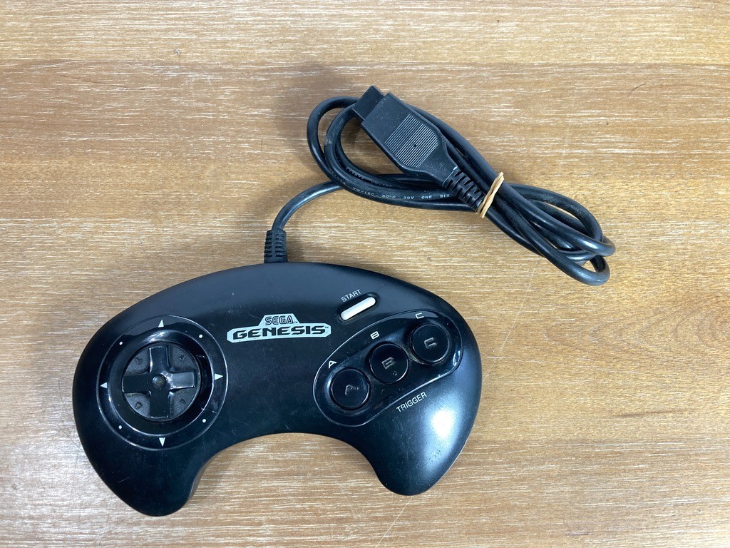 Sega Genesis Console 16-Bit – (1601) BUNDLE w/Controller Genistick Cords 7 Games