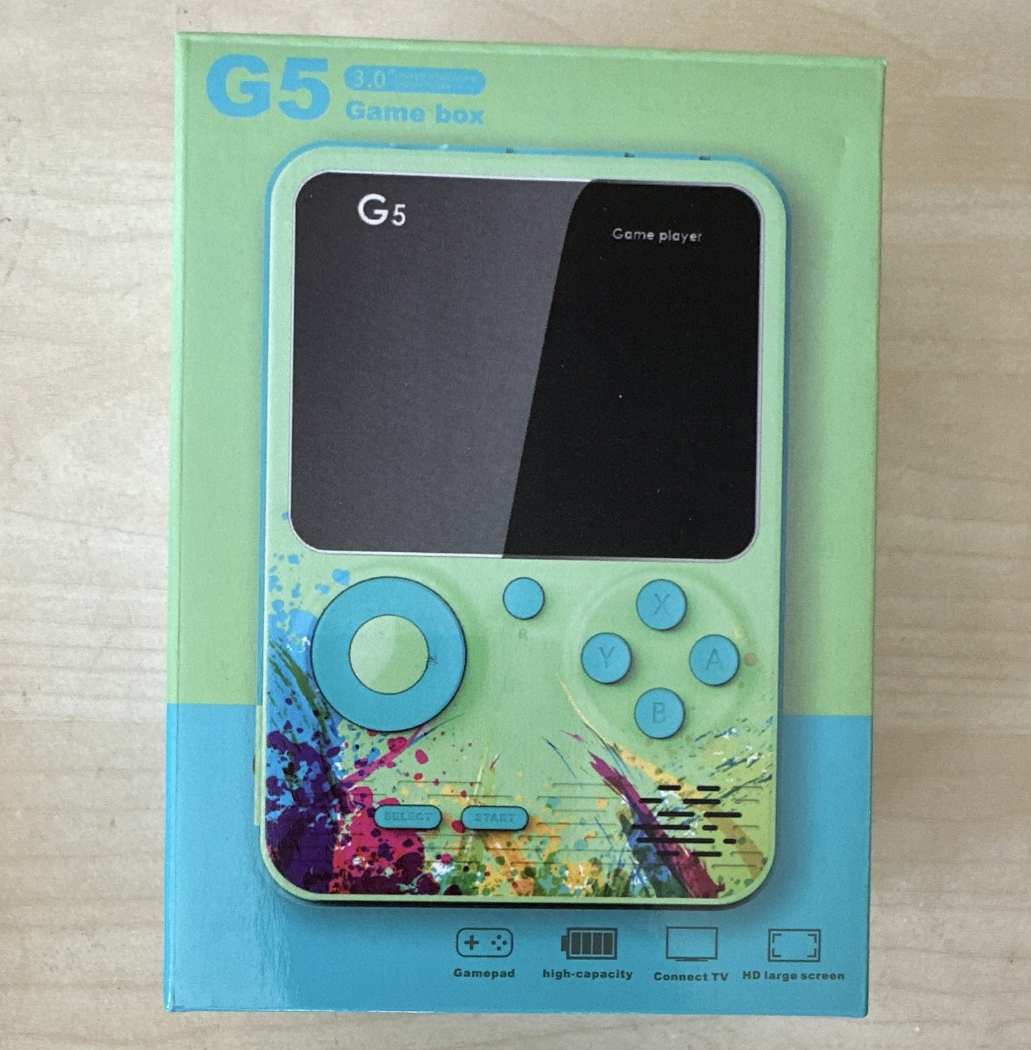 G5 Handheld Game System TV Out Green/Blue w/ AV Cable DC Cable & Manual