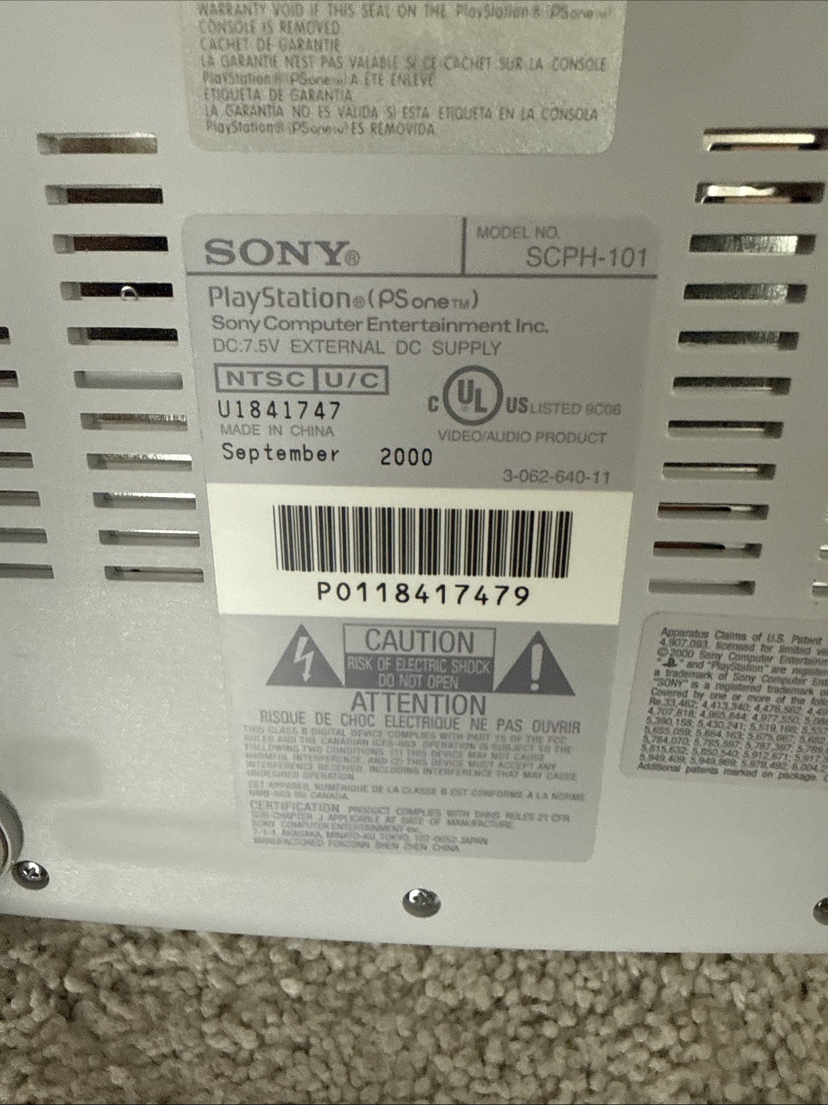 Sony Playstation 1 PS One SCPH-101 Slim Console Bundle – Controller/ 2 Mem Cards