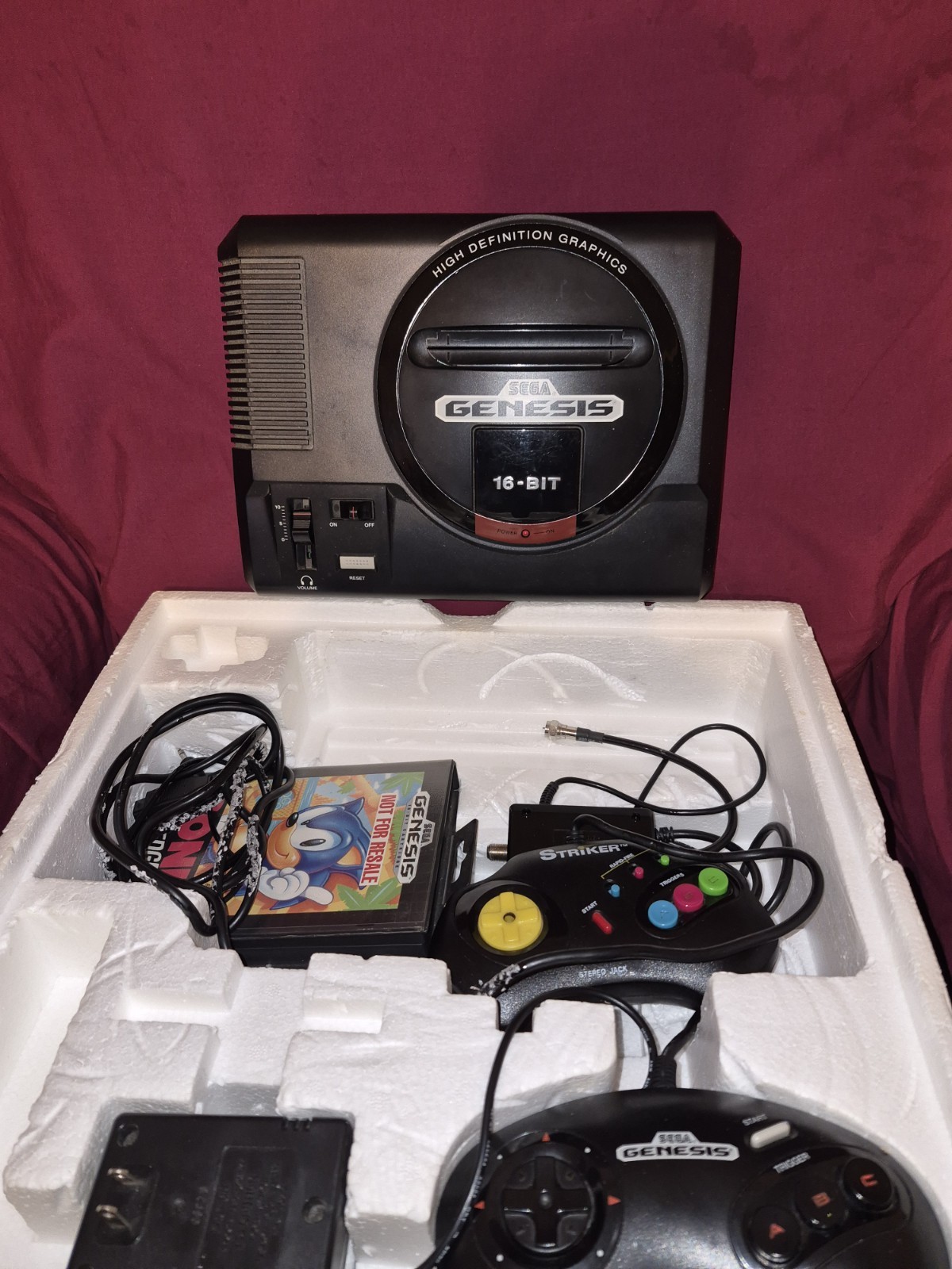 SEGA Genesis Black Home Console Stereo Sound with Controllers & 3 Games